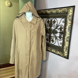 VTG Classic London Fog Trench coat Beige with removable Hood Sz Mens Lg Reg